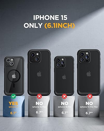 Miniatura 371 de Miracase Glass Series - Funda magnética para iPhone 15, compatible con MagSafe, de cuerpo completo, protector de pantalla de vidrio 9H integrado