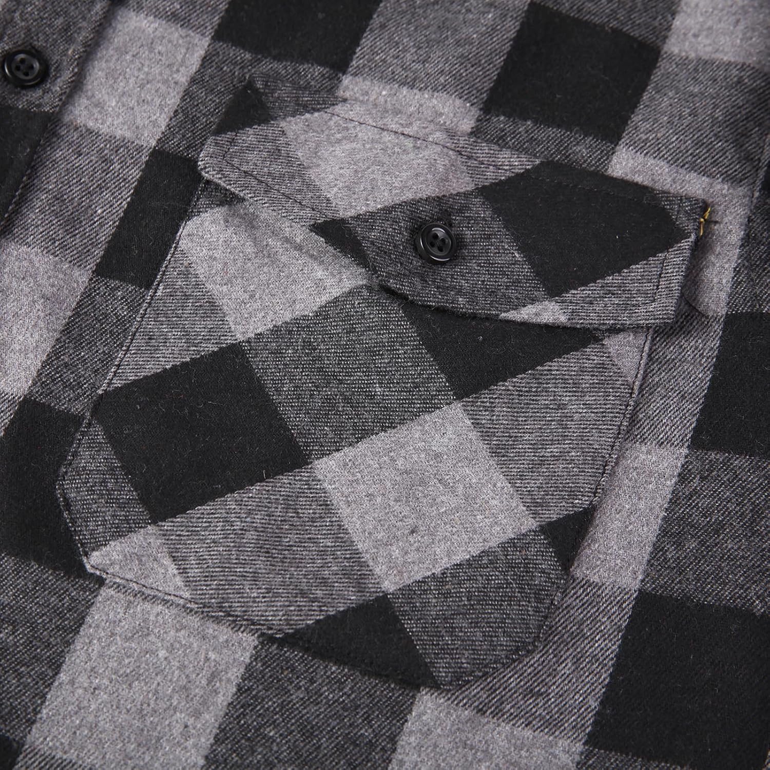 Mens Button Down Shirts Fitted Long Sleeve Casual Buffalo Plaid Checkered Flannel Shirt - Image 5