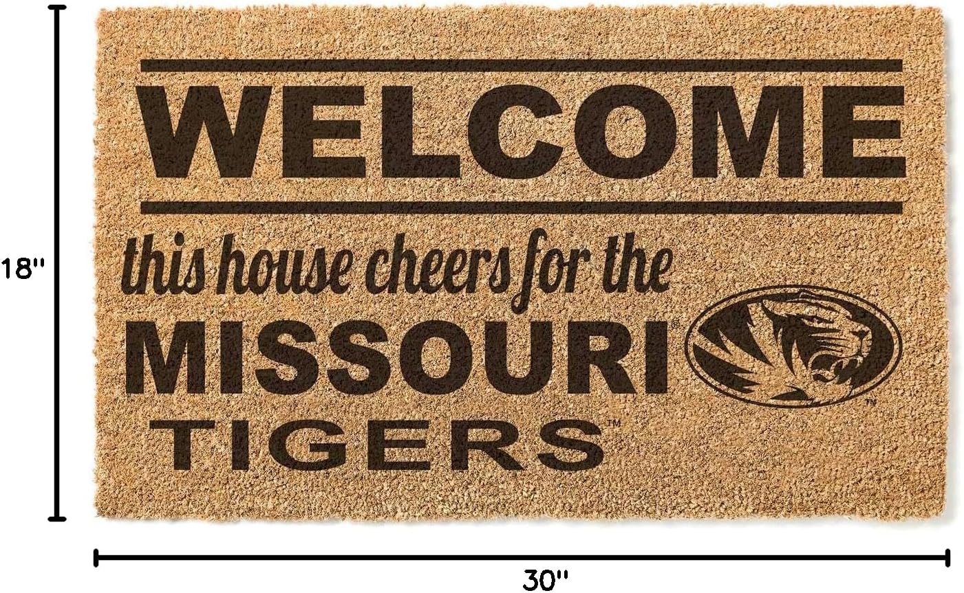 KH Sports Fan Missouri Tigers Welcome Coir Doormat, 18x30 Inches, Tigers Outdoor Rug; Display Your Team Spirit with This Unique Missouri Tigers Doormat