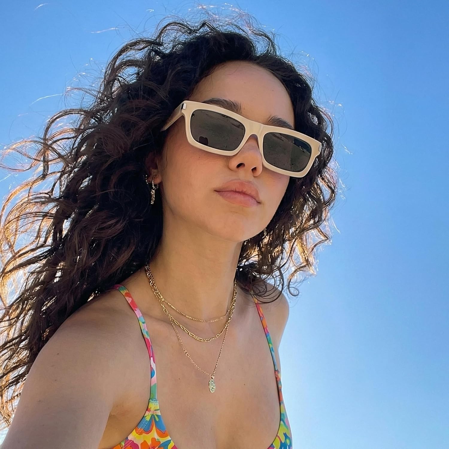 Hycredi Retro Square Sunglasses for Women Men Trendy Rectangle Shades Vintage Classic 90s Sunnies - Image 3