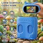 2-in-1 Kids Microscope and Telescope, 1000X Handheld Digital Microscope for Kids, 2.0" Screen, 8 LEDs, 10X Pocket Telescope for Outdoor, 1080P Camera STEM Toys Gifts for Boys Girls 4-12, Blue