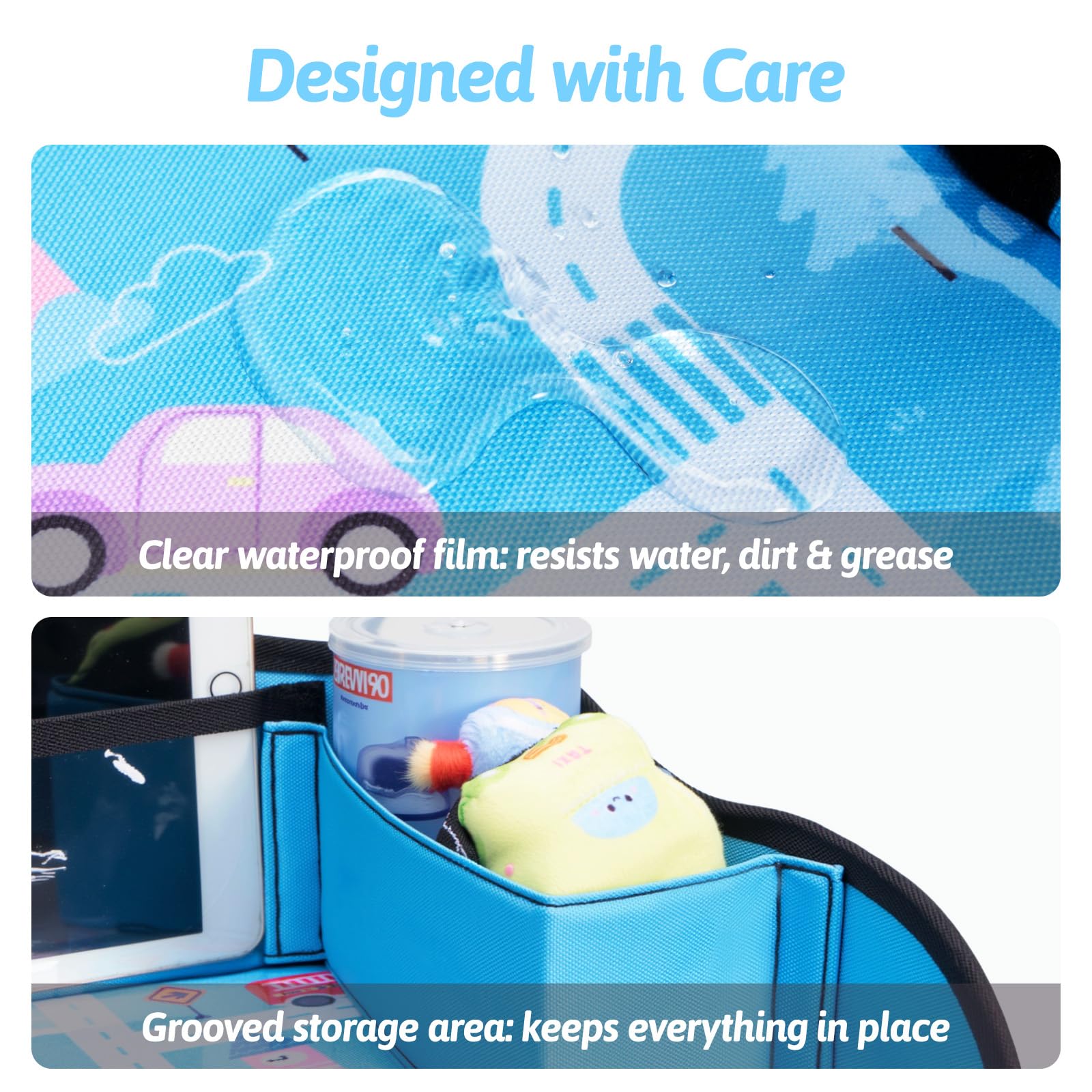 OUOZZZ Plateau Voyage Enfant Voiture Licorne - Tablette Pliable Avec Tableau Effaçable Et Poches