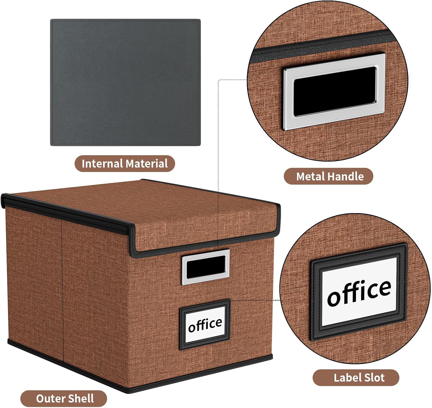 Upgrade Portable File Organizer Box with Lid,Large Linen Hanging Office Document Storage Box with Lid,Collapsible Filing&Storage Box for Office/Decor/Home-14.9x12.7x10.8in,1pk-without folders thumbnail
