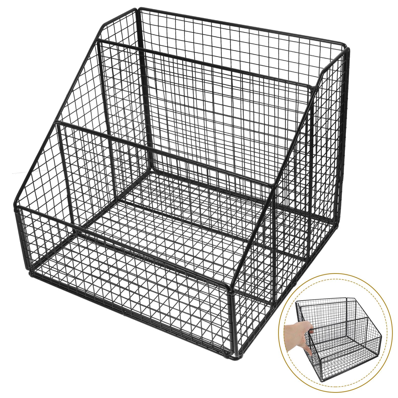 HANABASS Scaffale a Strati in Ferro Nero Grande Capacità per Organizzare Libri e Documenti, Design Moderno per Uso Domestico e Scolastico, Mantiene la Scrivania Ordinata