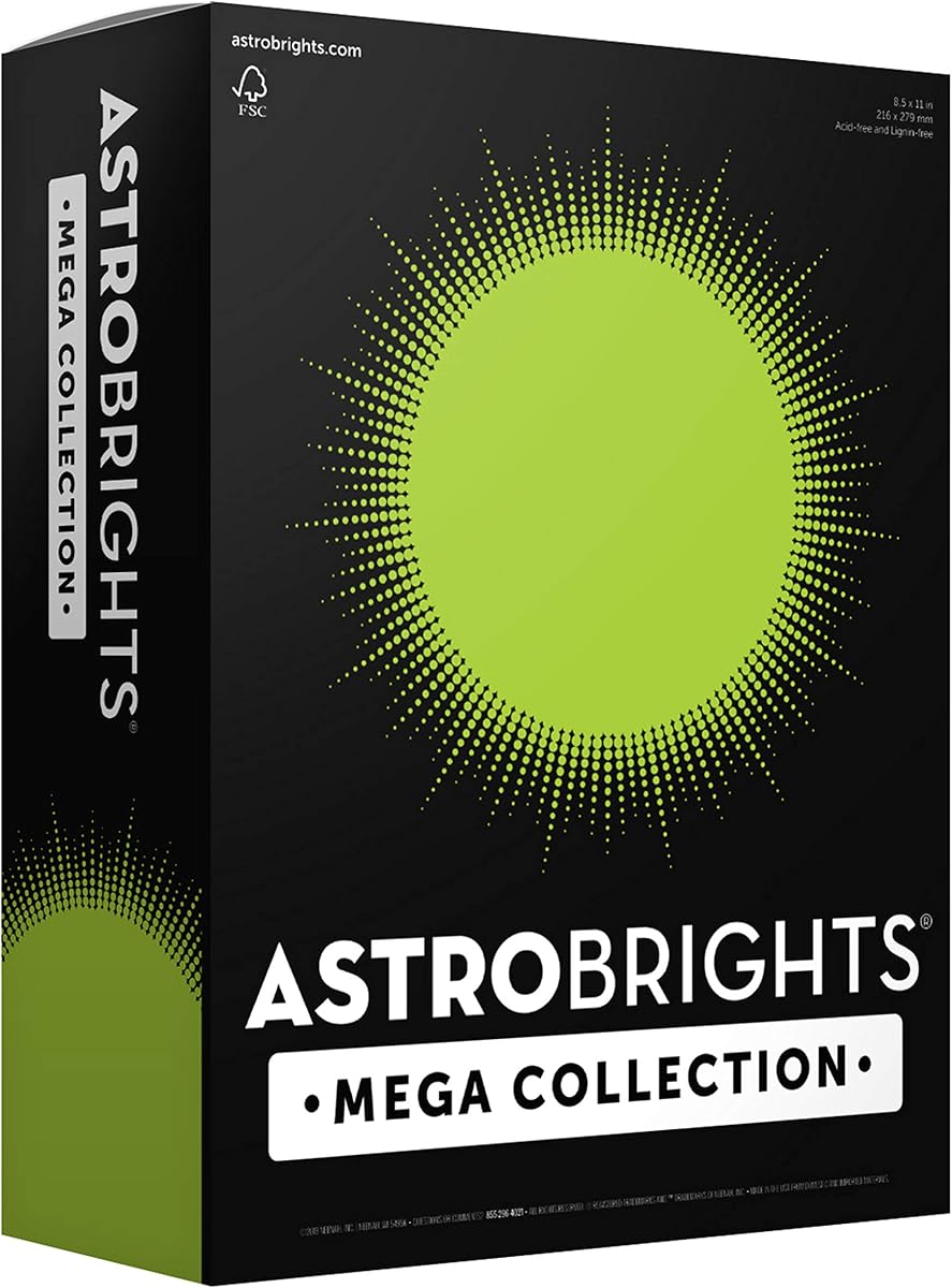 Mega Collection, papel de color, verde brillante, 625 hojas, 24 lb/89 g/m2, 8,5" x 11" - ¡MÁS HOJAS! (91622)