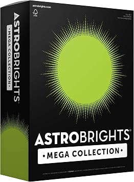 مجموعة Astrobrights Mega ، ورق ملون ، أخضر لامع ، 625 ورقة ، 24 رطل / 89 جم / 8.5 بوصة &times; 11 بوصة - المزيد من الأوراق! 91622