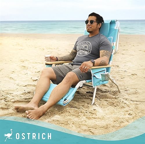 Miniatura 5 de Ostrich - Silla reclinable de aluminio Ostrich Deluxe 3 en 1, reposera portátil con reposapiés acolchado y cojín extraíble, con orificio para el