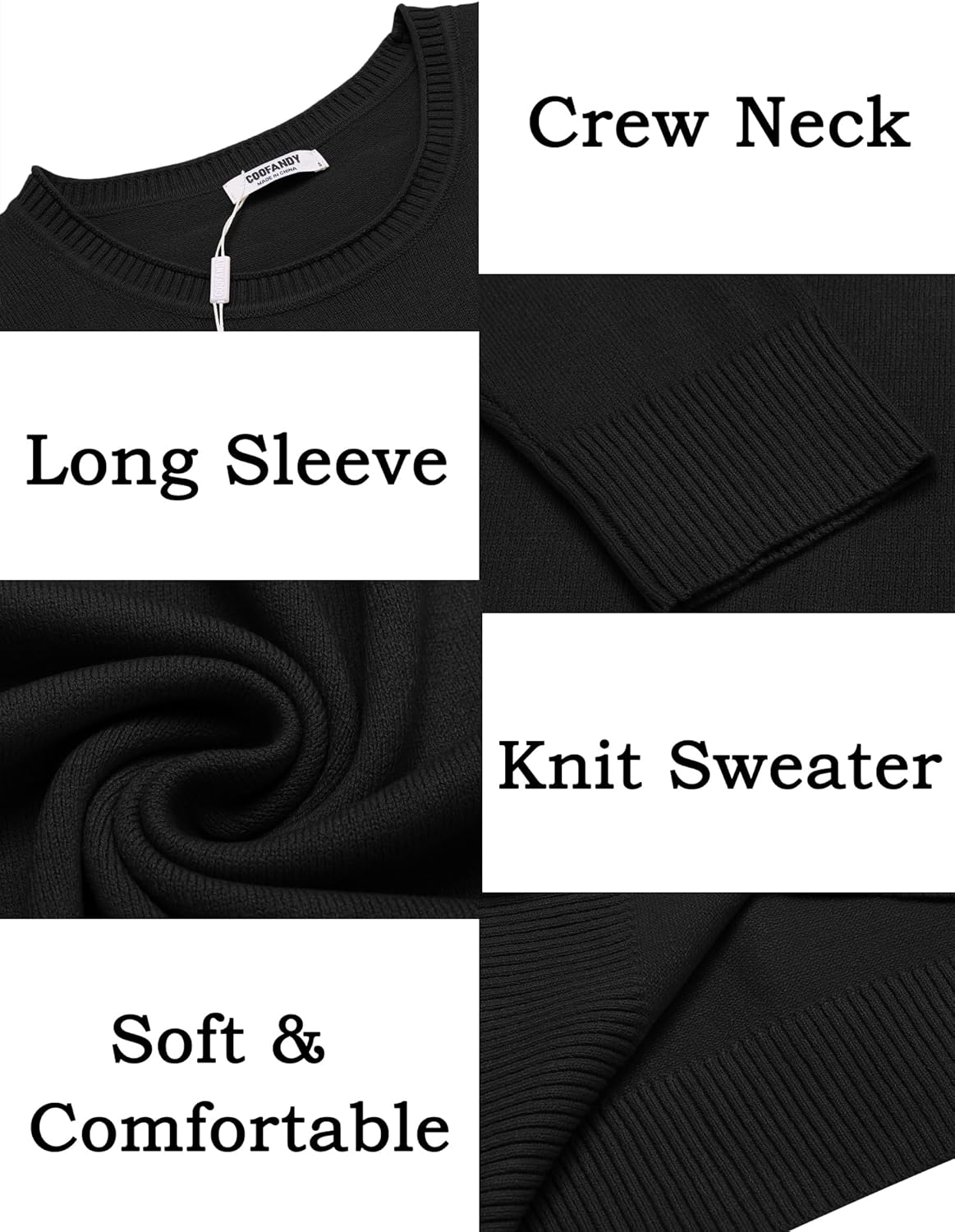 COOFANDY Mens Crewneck Sweater Pullover Knit Sweater Lightweight Sweaters with Ribbing Edge - Image 5