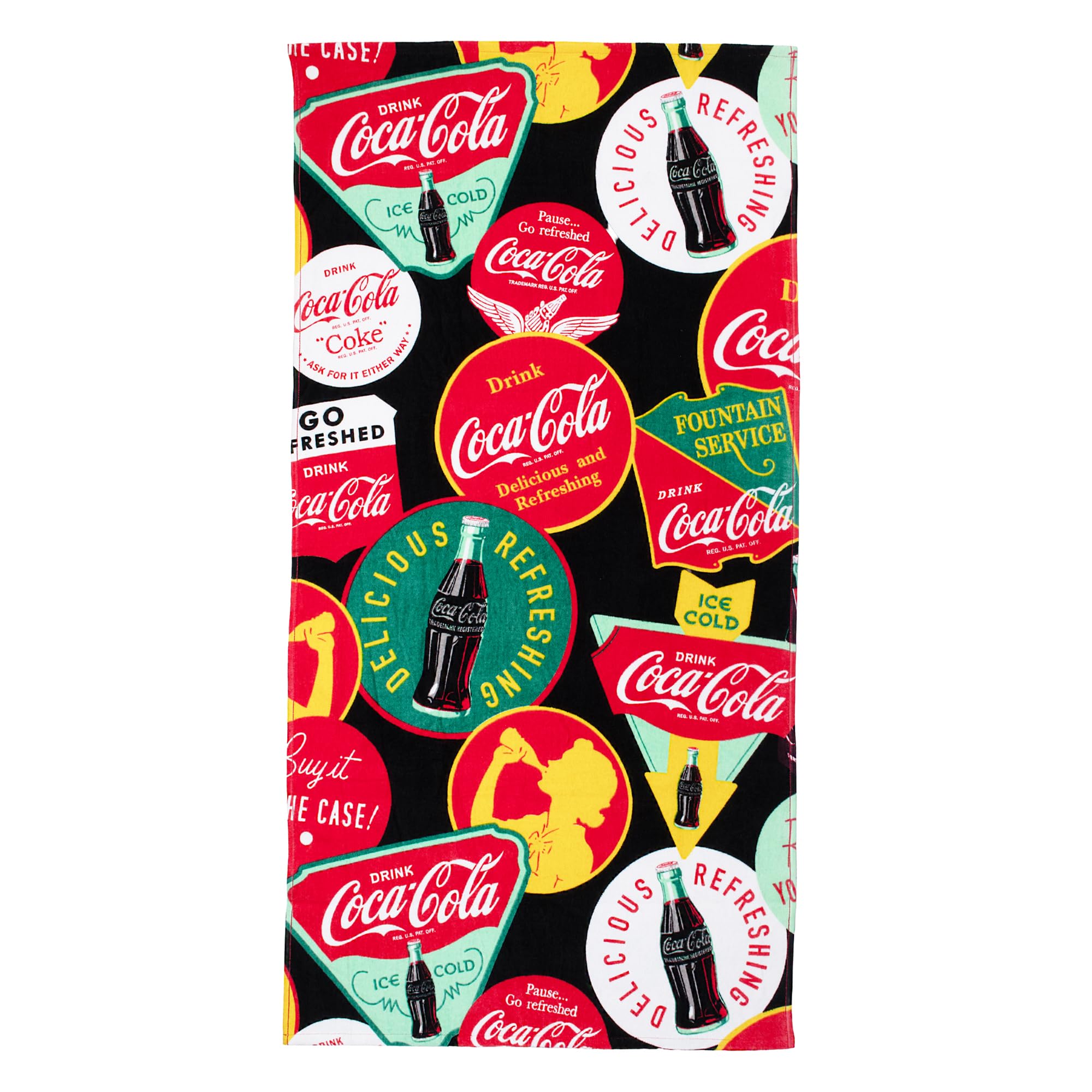 The Gift Scholars Officially Licensed Coca-Cola Pop Art Beach Towel, 140 x 70 cm, Large 'Enjoy' Warhol-Style Print, Vibrant Summer Holiday Pool Accessory