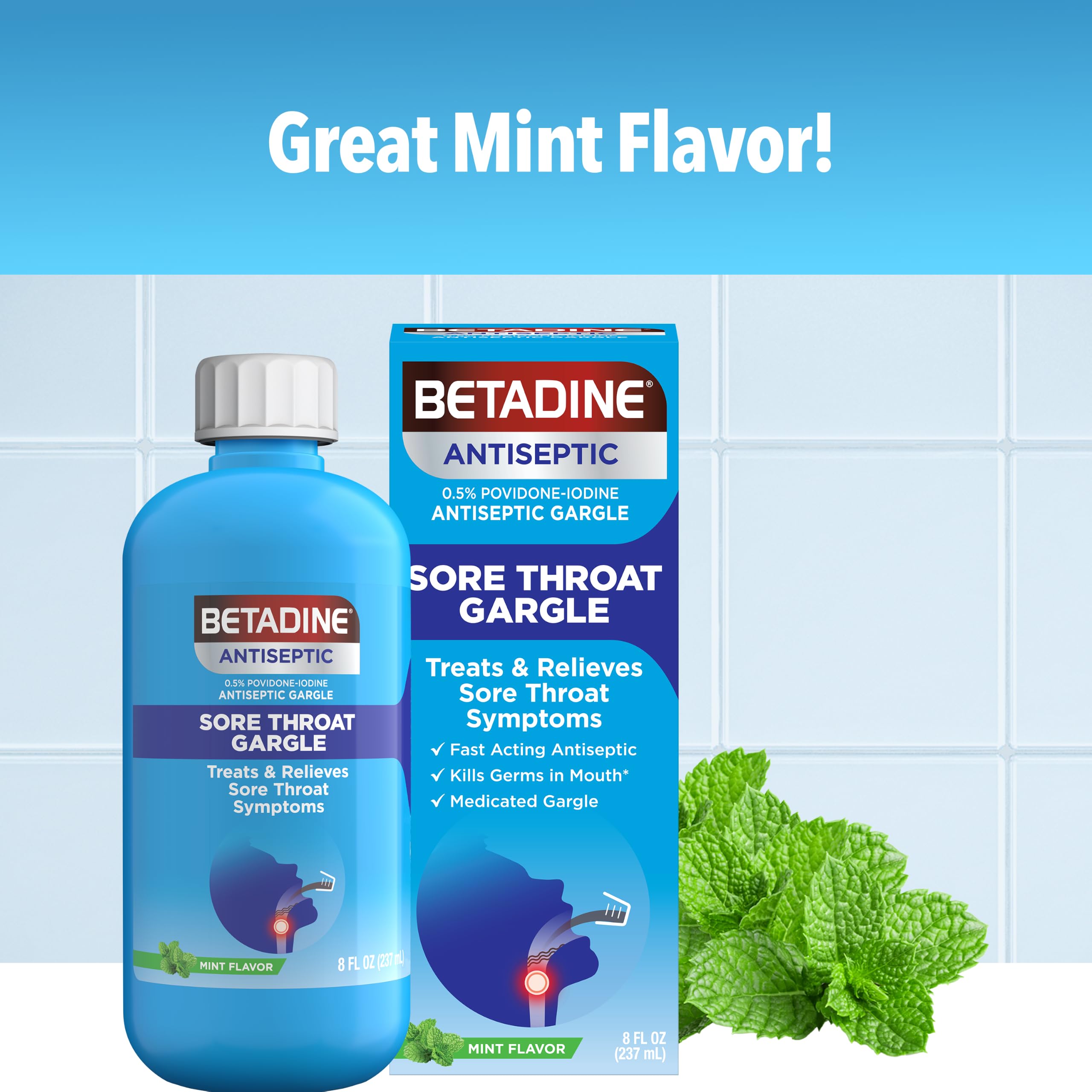 Betadine Sore Throat Relief Gargle, 8 Oz, Mint Flavor — Amazon image 4