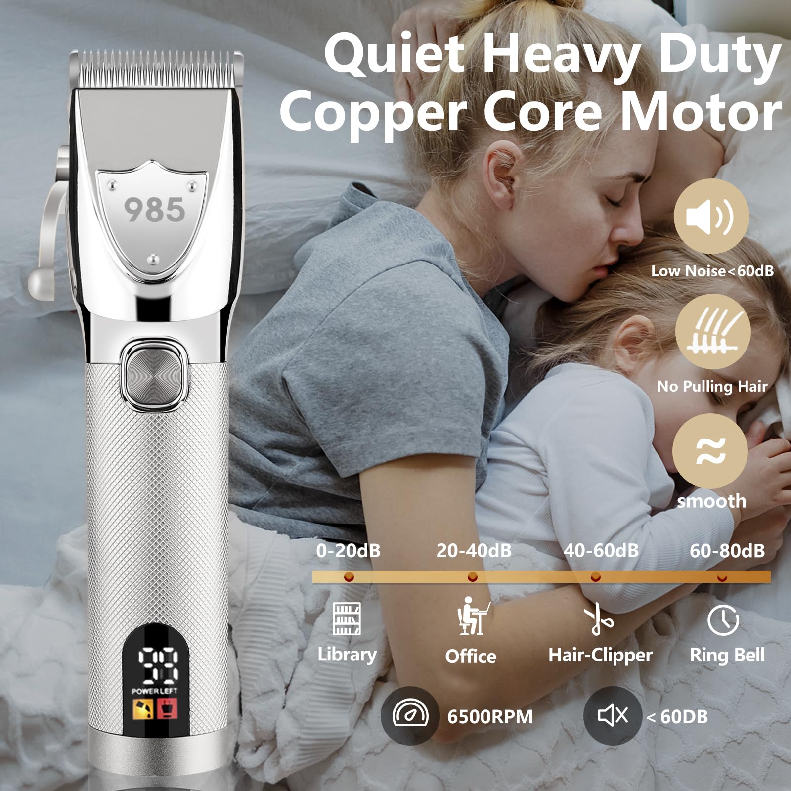 Professional Cordless Hair Clippers and Trimmers Set for Men, Silver