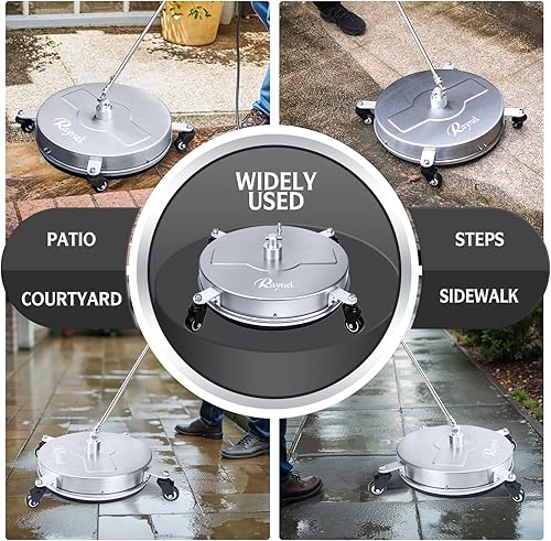 Miniatura 7 de RAYNEL - Lavadora a presión de 18.0 pulgadas, limpiadora de superficies con 4 ruedas, carcasa de acero inoxidable, enchufe rápido de 1/4 pulg., 2