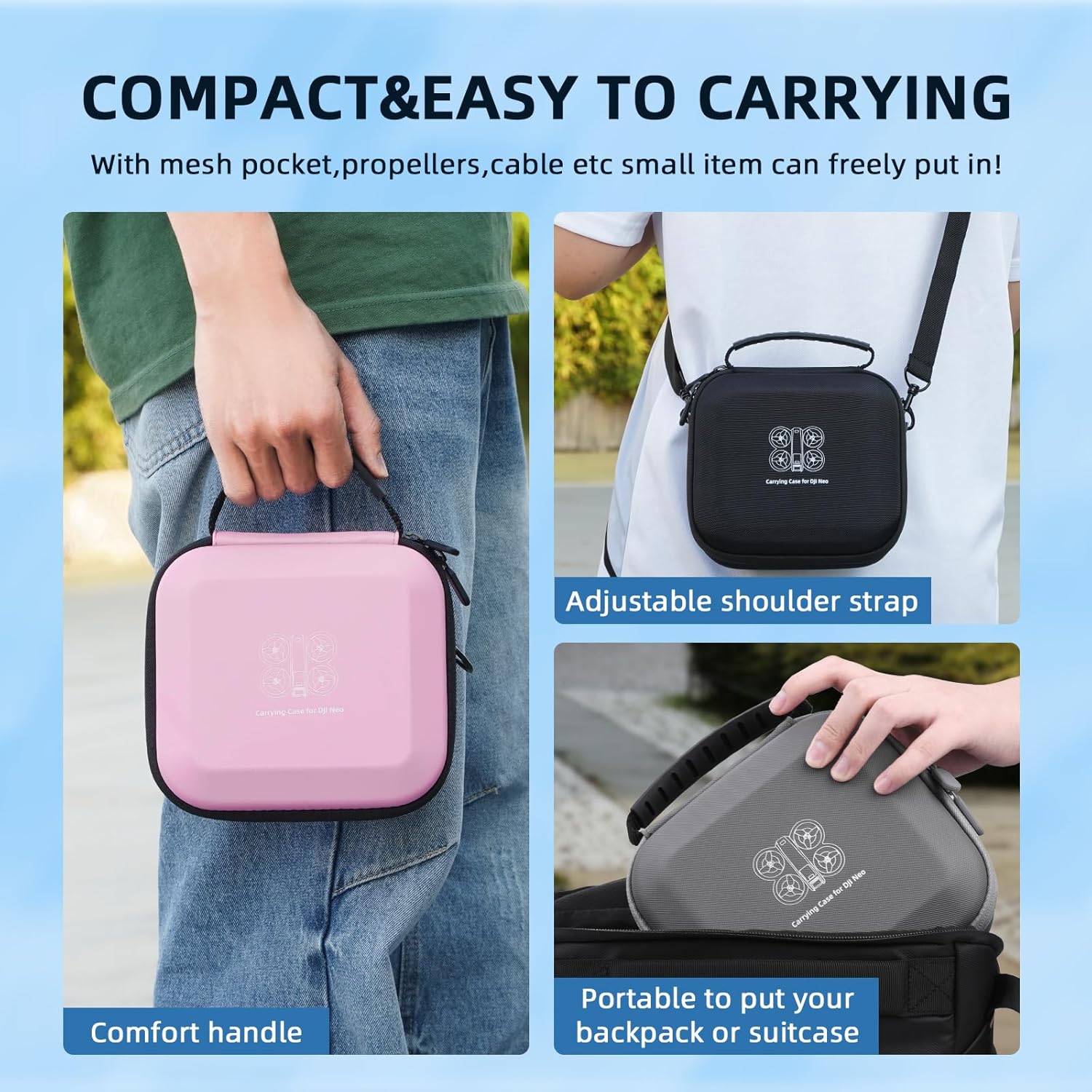 Neo Carrying Case, Small Shoulder Bag for DJI Neo Drone, Portable PU Box for DJI Neo Drone and Batteries Orange Accessories(Not for Neo 2) - Image 4