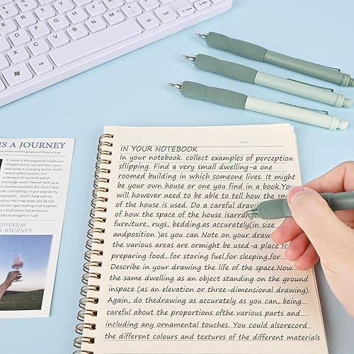 Miniatura 9 de BAYTORY 8 bolígrafos de gel retráctiles y borrables, 4 azules y 4 de tinta negra, punta fina de 0.020 in con bonito borrador, escritura suave,