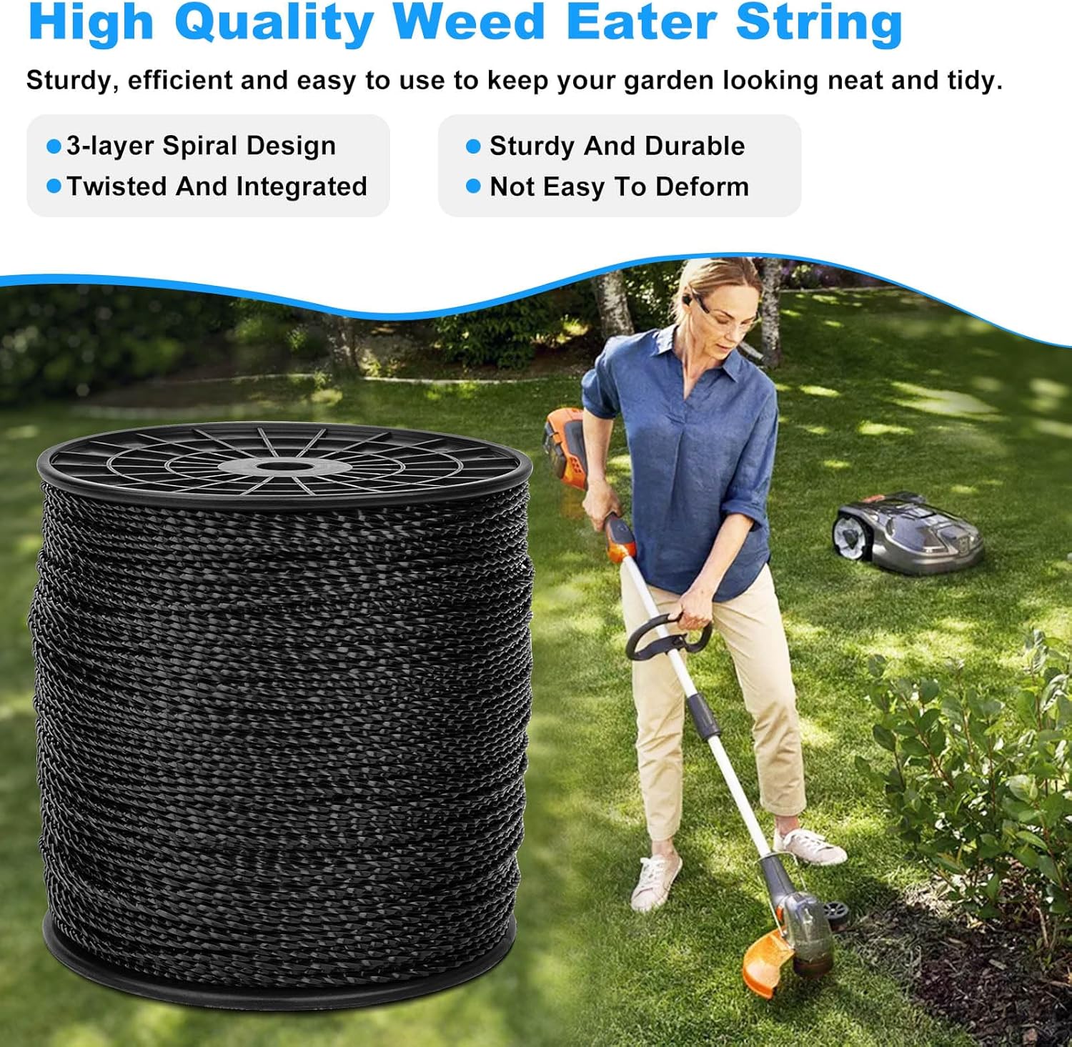 RO6G 5lb Weed Eater Line String,Twist Commerical String Trimmer Line,Weed Wacker String for Echo Black Diamond/String Trimmer Weed Trimmer (1722 FT, 0.095)