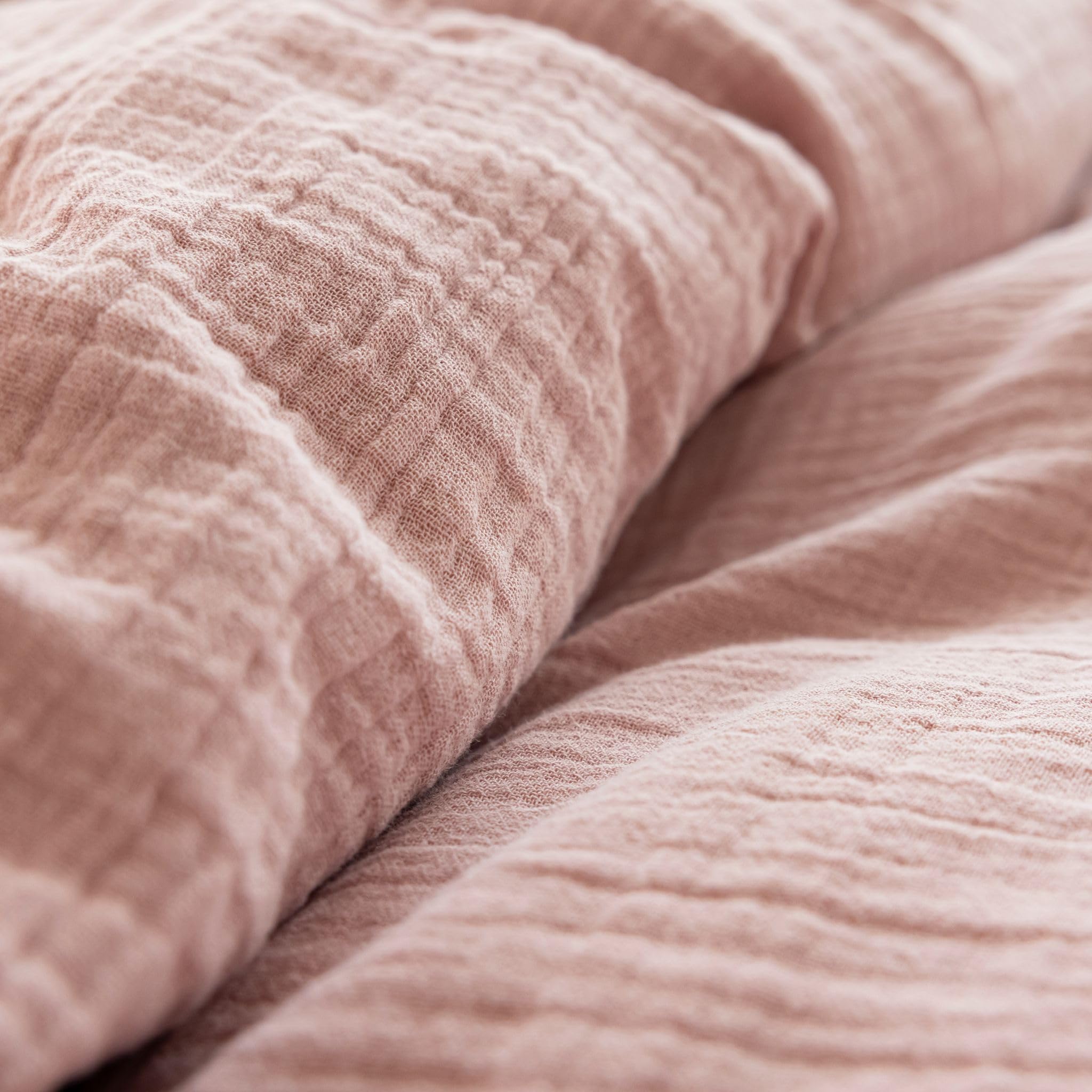 Terre de Nuit - Housse de Couette 240x220 Gaze de Coton Rose Terre de Nuit June - Rose - Uni - 57 Fils/cm² - Base Droite