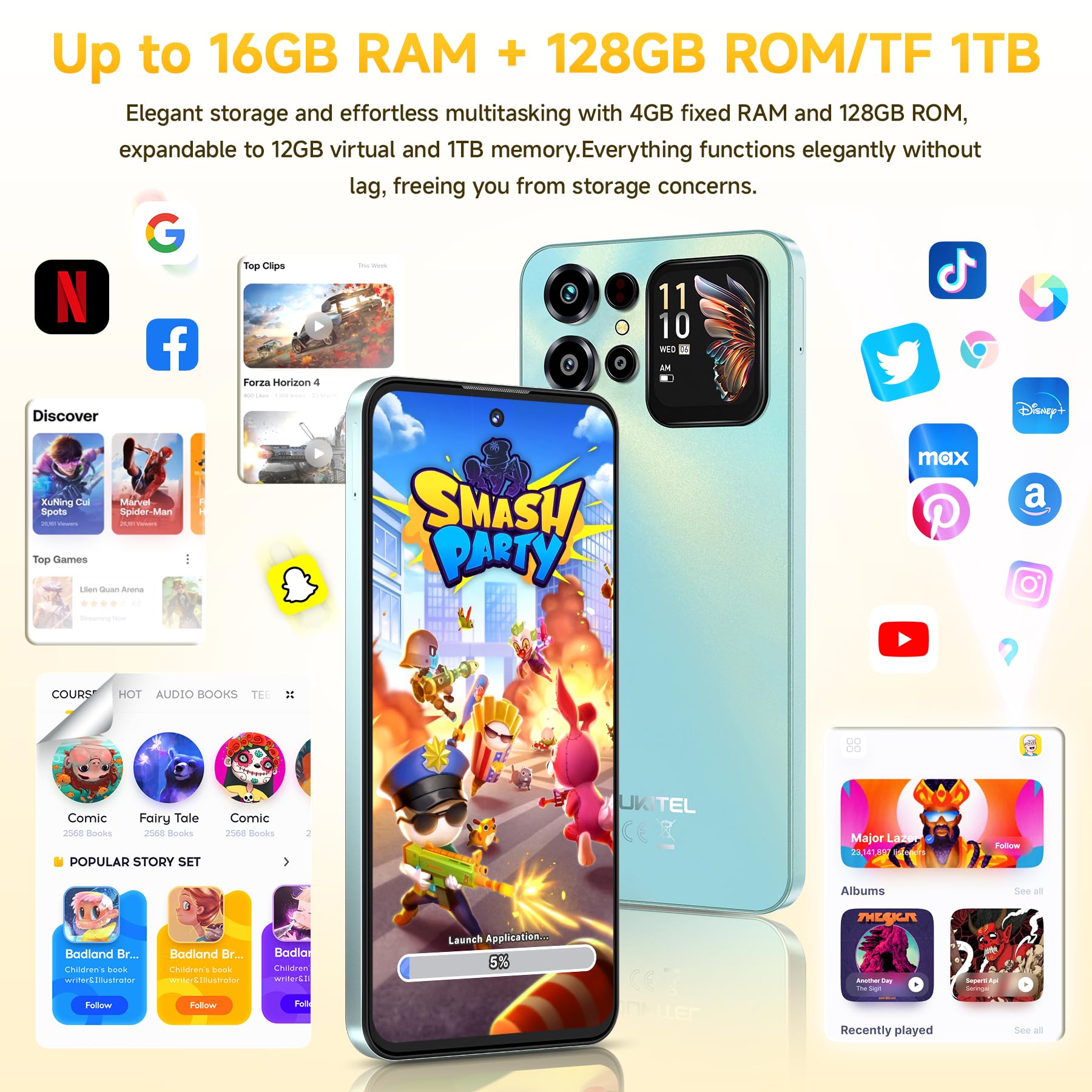 OUKITEL C68 Plus Smartphone 2025, 7.2" HD+120Hz &1.81" Display Telefono Cellulare, 16GB+128GB/1TB Telefoni, 6000mAh Smartphone Android 15, 64MP+8MP Cellulari, Dual SIM/Face ID/Fingerprint, Viola