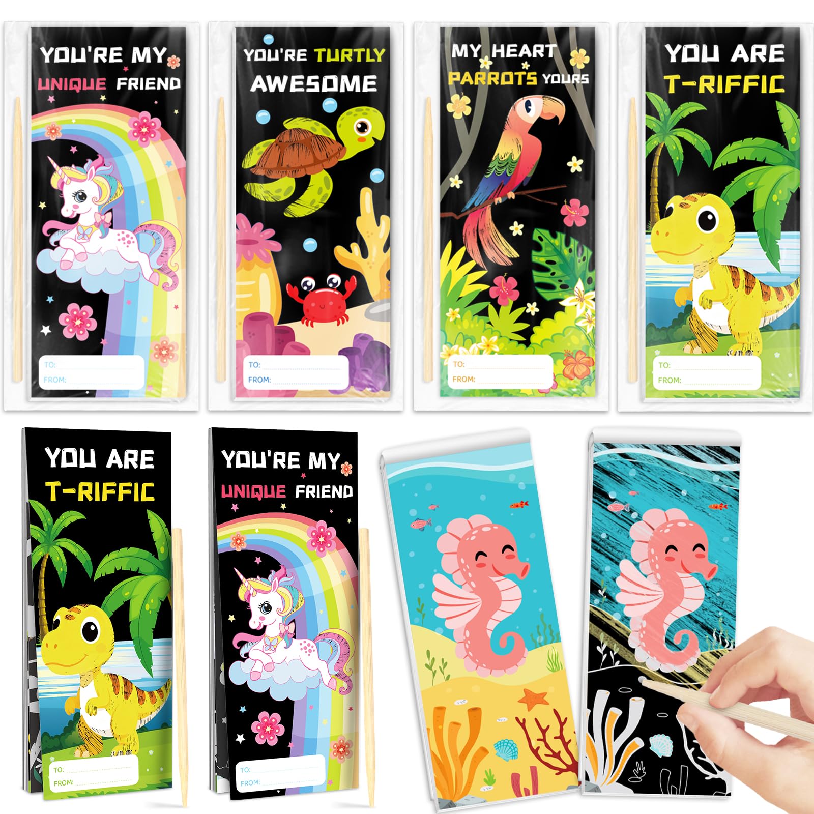 ShyLizard 24 Pcs Valentine's Day Scratch Art Paper, DIY Party Favor Holiday Decor-picture-12