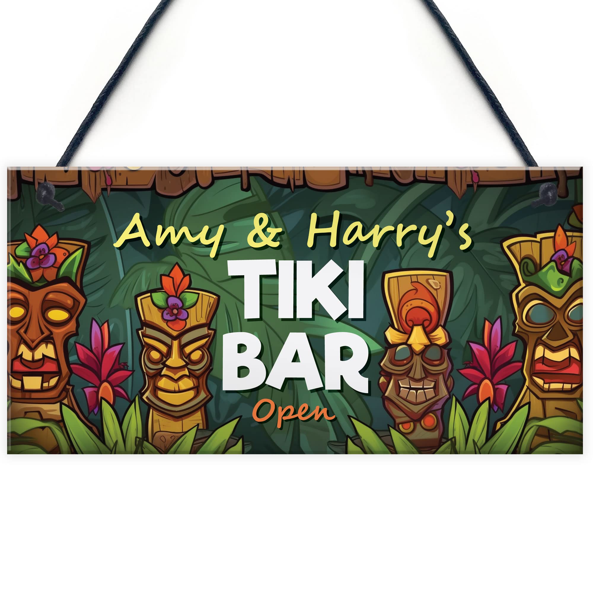 RED OCEAN Personalised Tiki Bar OPEN Hanging Garden Bar Pub Plaque Beer Cocktails Beach Decoration Sign Friendship Gift