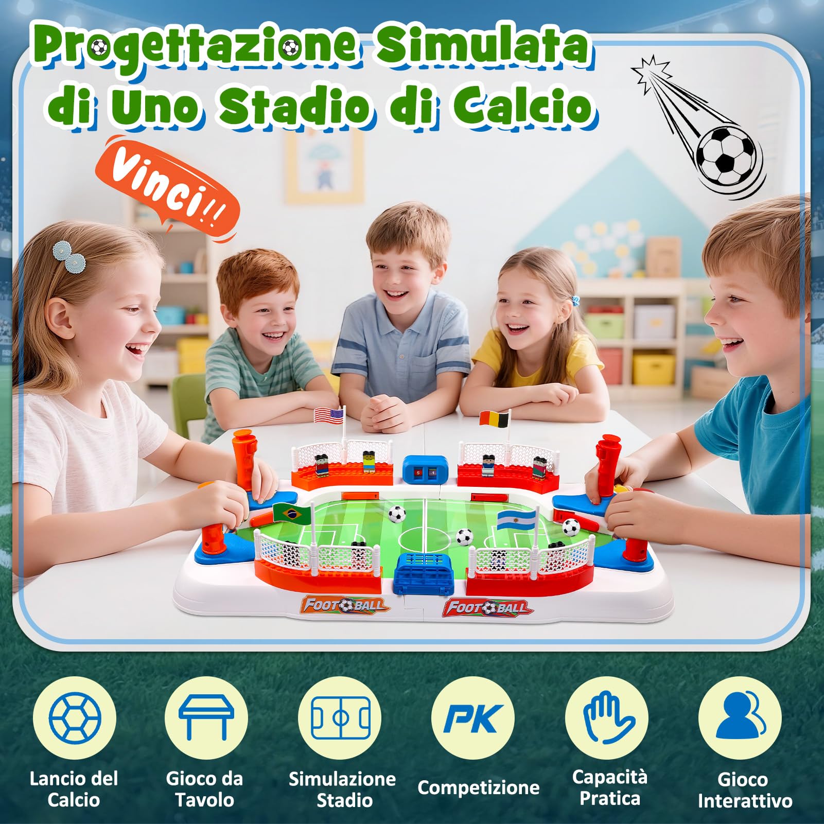 Dromlag Regalo Bambino 3-9 Anni, Calcio Balilla Bambini Adulti Calcetto Giochi da Tavolo Bambini 4-10 Anni Biliardino da Casa per Bambini Gioco Calcio Giocattoli Bambino 5-11 Anni Regali di Natale