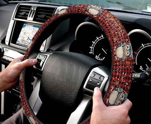 Miniatura 3 de Funda protectora para volante de automóvil, diseño de pingüinos de Feliz Navidad, funda protectora elástica para vehículos, camiones, SUV,