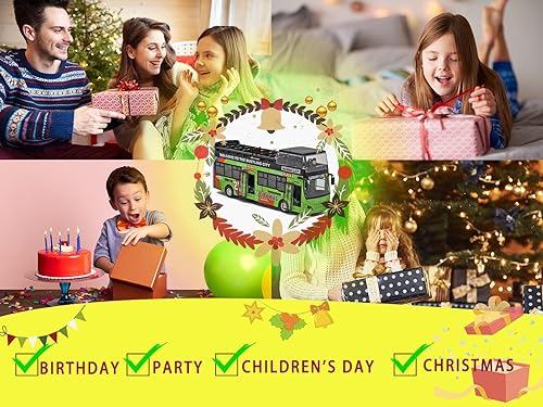 Miniatura 7 de Crelloci Autobús urbano de juguete, autobús de Londres fundido a presión para turismo de dos pisos, autobús urbano a escala 132, vehículo de juego