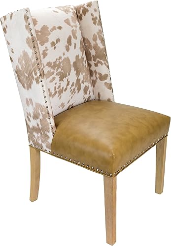 Miniatura 2 de Sole Designs Rexford Collection - Silla de comedor tapizada de piel sintética y tela, con patrón Holstein y ribete de cabeza de clavo, juego de 2,