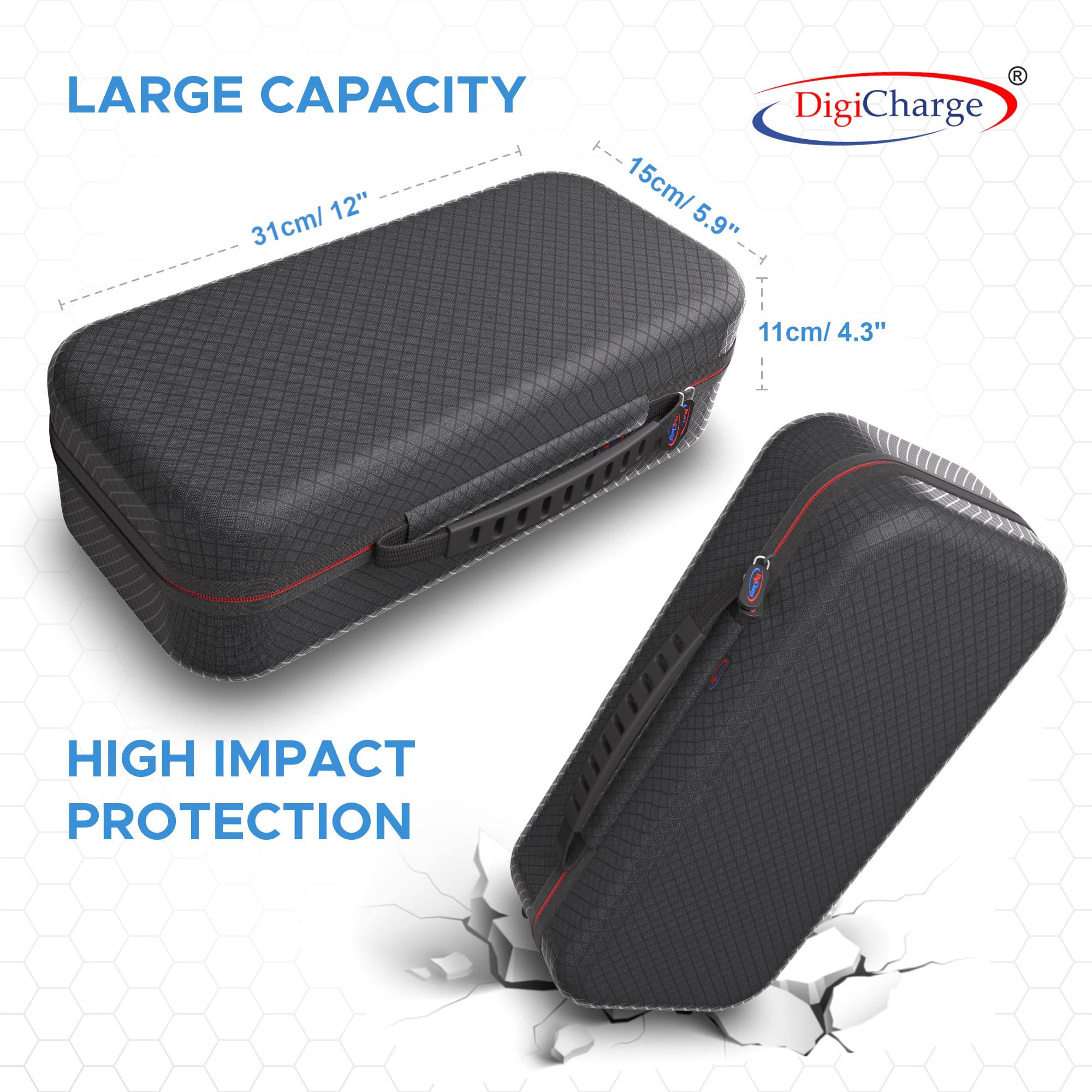 Digicharge Etui do Lenovo Legion Go 2, twardy pokrowiec ochronny z miejscem na akcesoria, czarny, 30 x 15 x 7 cm
