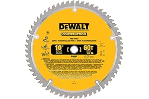 DEWALT DW3106 10 Inch Miter / Table Saw Blade: Precision Crosscutting with 60-Tooth ATB Design