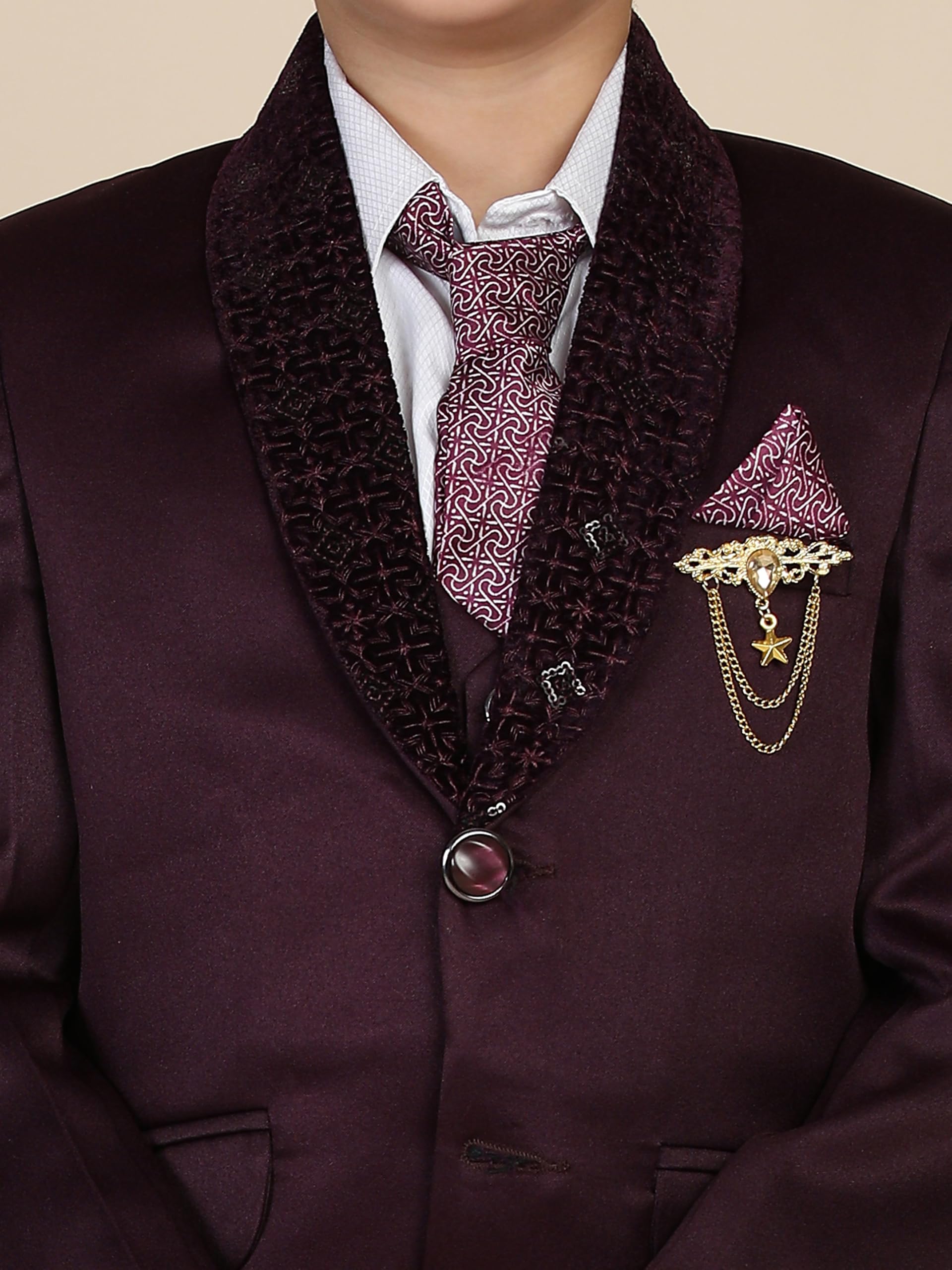 Pro-Ethic Style Developer 5 Piece Boys Suit Set for Kids Wedding Outfit | Set of Shirt, Pants, Coat, Waistcoat and Tie for Kids, Wine, 15-16 Years - Image 5 thumbnail