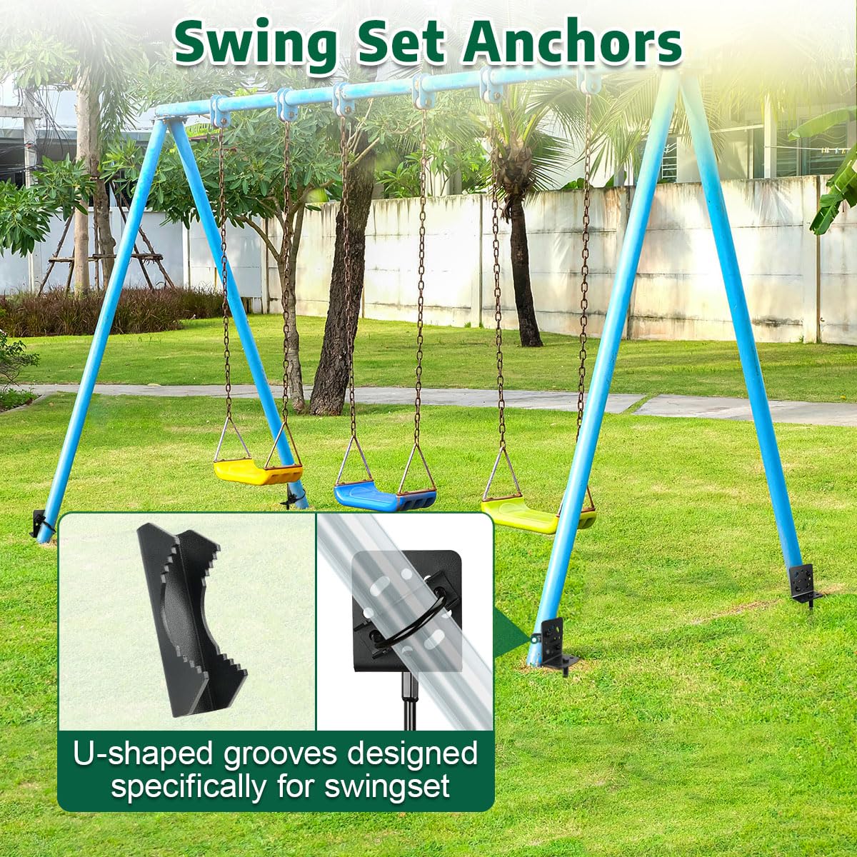 4 tasselli da 50,8 cm a vite, resistenti per trampolino con staffe, ancoraggi multiuso per casa, capannoni, altalene, set di ancoraggi per giardino, recinzione, posto auto coperto