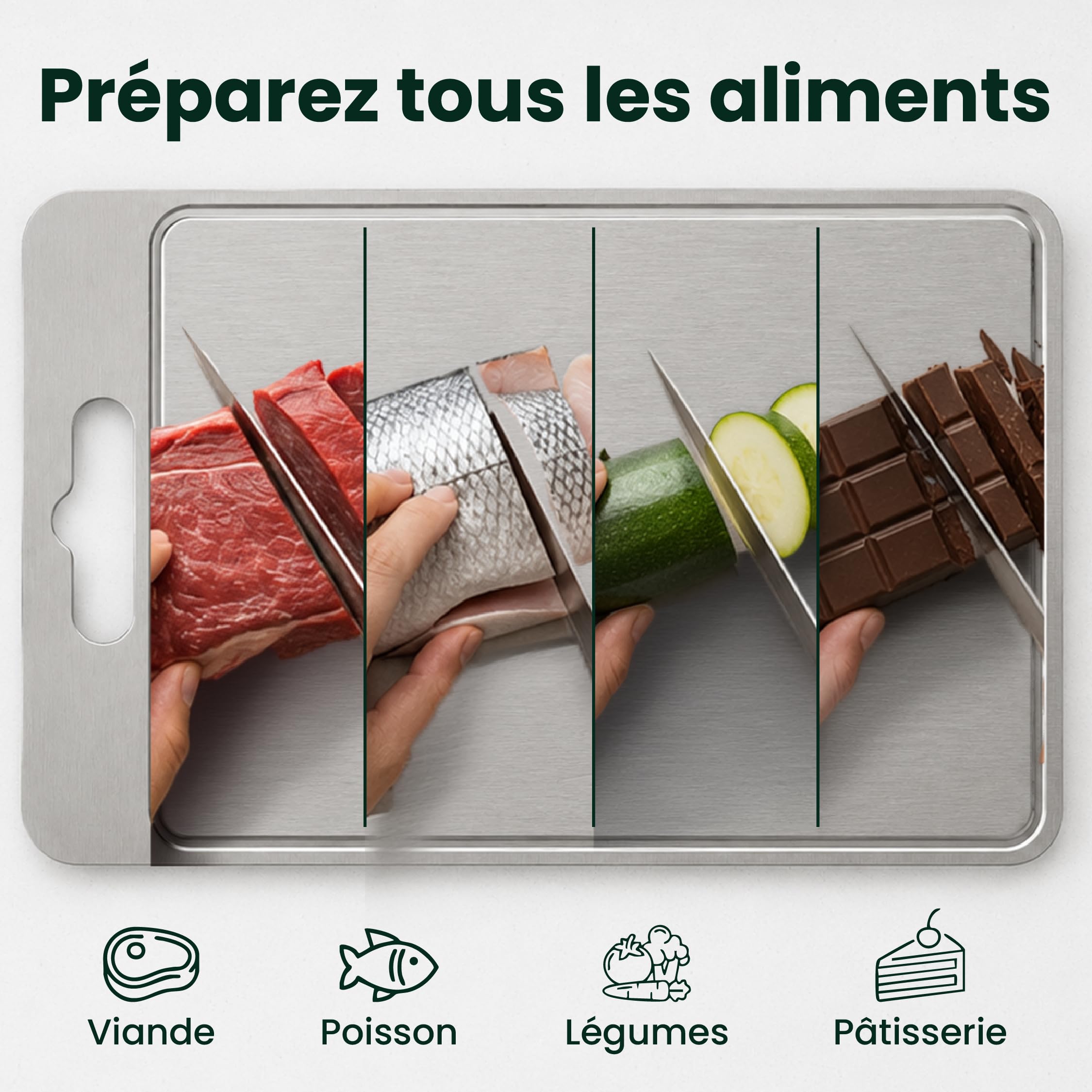 Planche à découper en acier inoxydable 2 unités | 40 x 30 et 35 x 25 cm