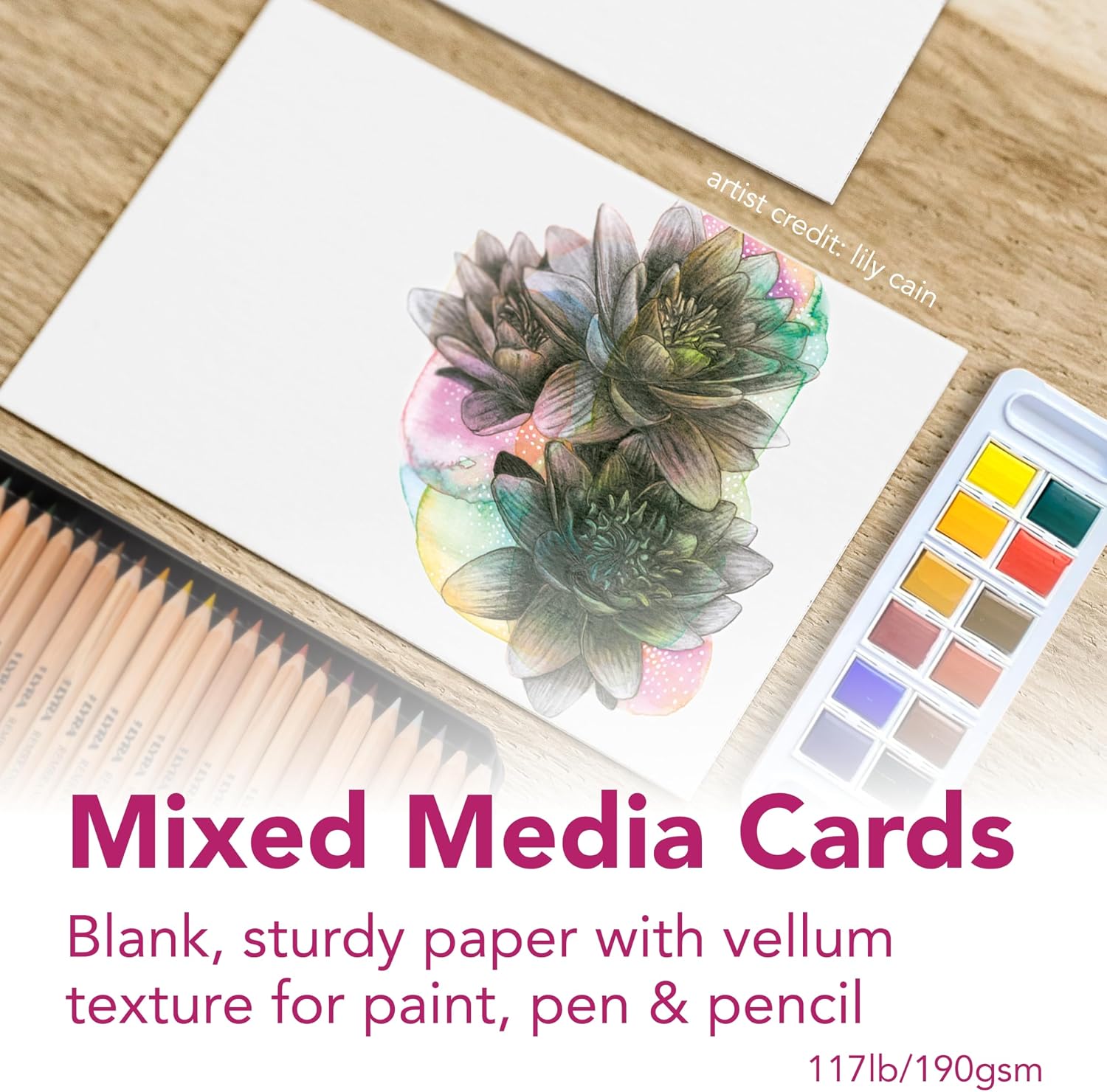 Strathmore 300 Series Mixed Media Cards, Full Size, 5x6.875 inches, 6 Cards & Envelopes - Custom Greeting Cards for Weddings, Events, Birthdays, Holidays
