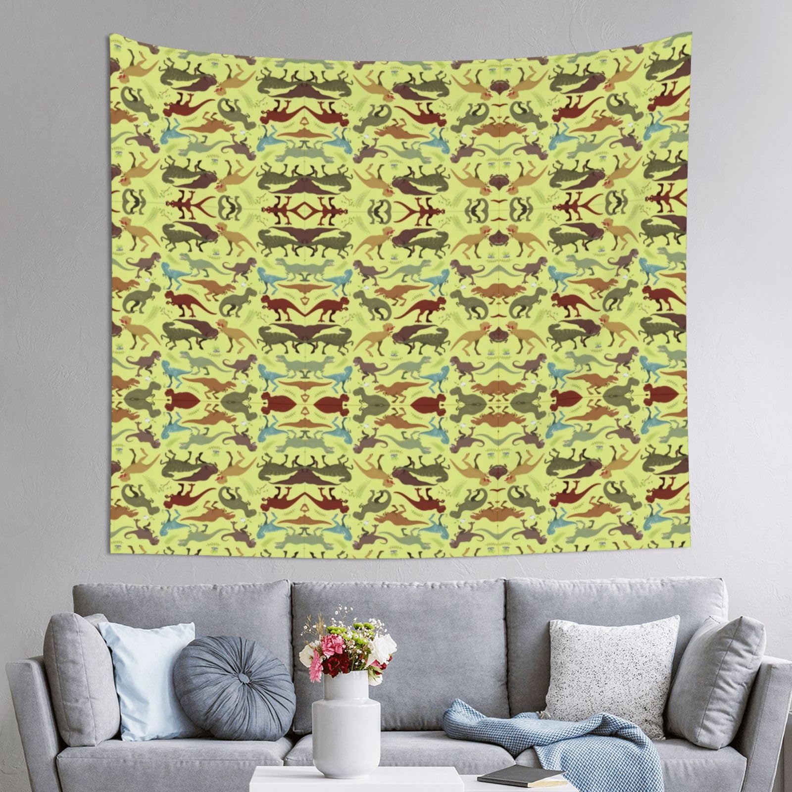HLSBSSL 60x51in Dinosaurs Printed Tapestry Tablecloth for Dormitory and Picnic Rooms - Multifunctional Fabric Hanging