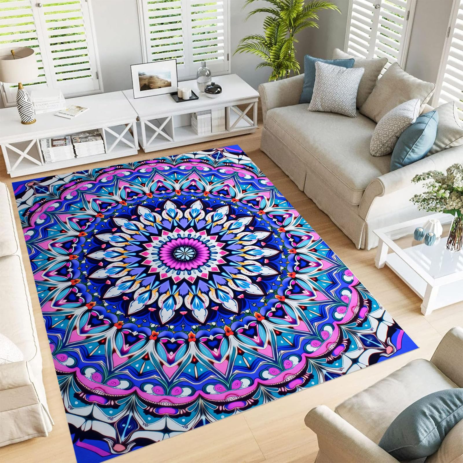 Tapis antidérapant lavable bleu royal pour sécuriser la chambre