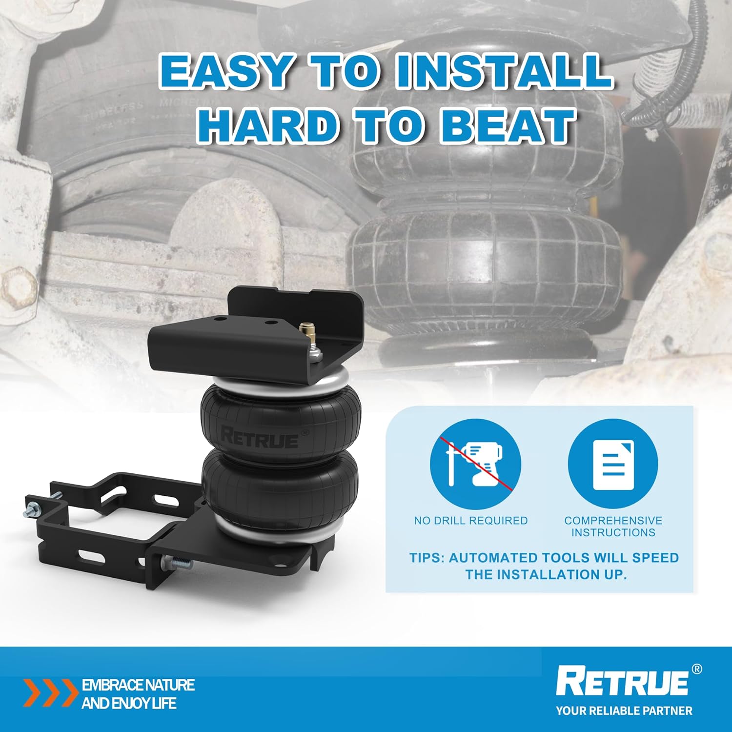 RETRUE Rear Air Bags Suspension Kit for 2021-2026 Ford F150 With Scales Option Truck Towing, 5000 Lbs of Load Leveling Capacity, Replacement for Firestone 2627 Ride Rite Airbags