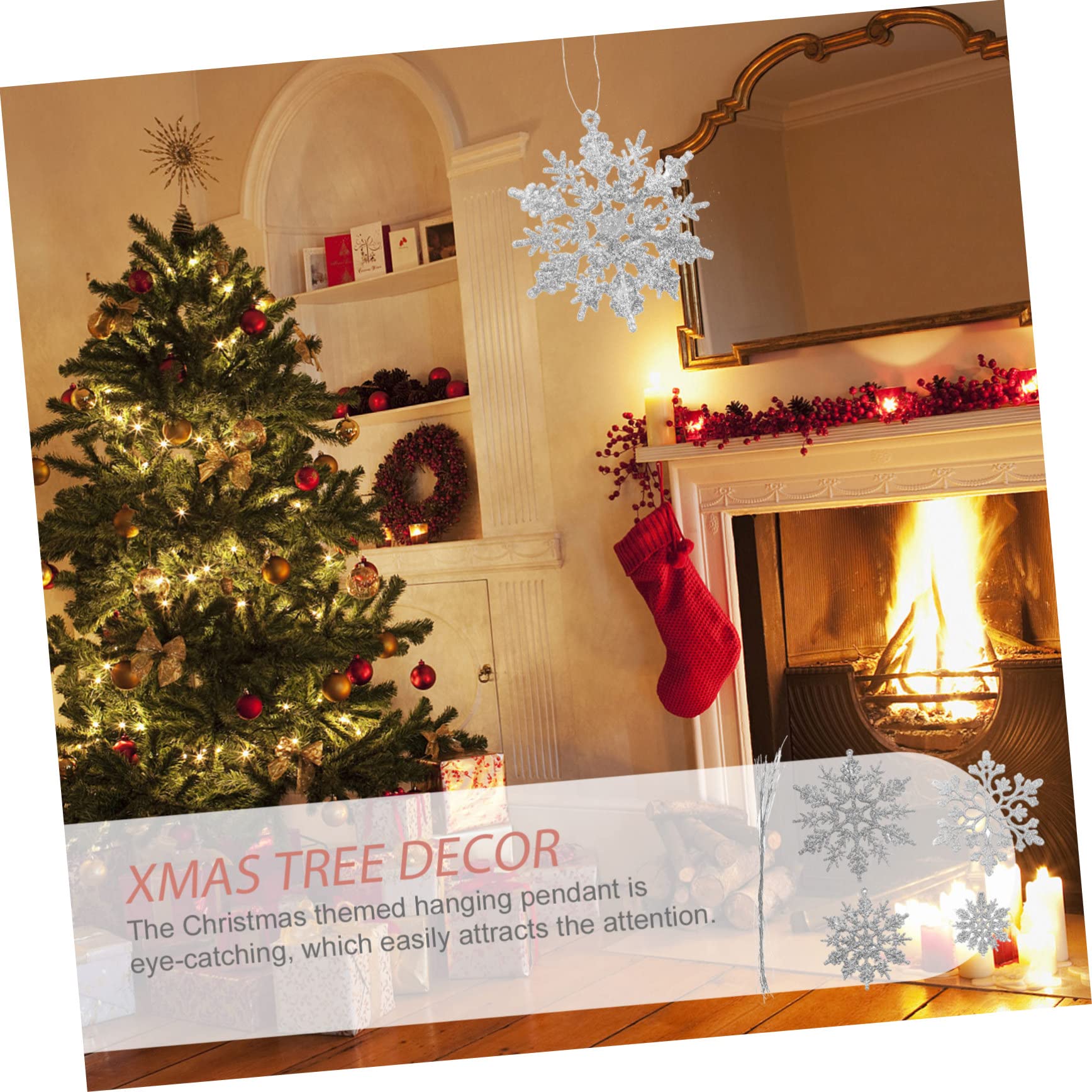 Alipis 180 Pièces Flocons De Neige De Noël Embellissement De Flocon De Neige Décorations De Maison pour La Maison Pendentifs De Noël Décor D'ornement Suspendu De Silver Plastique