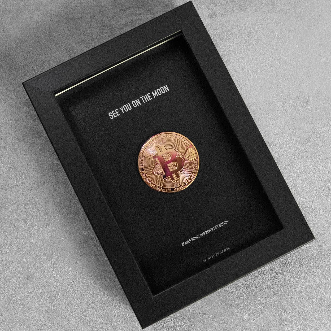 THE GRANDEUR Bitcoin Crypto Collectible Frame (17 x 12 x 3 cm) – Luxury Trader Wall Art Decor, Gift for Crypto Investors Living Room & Entrepreneur Gifts