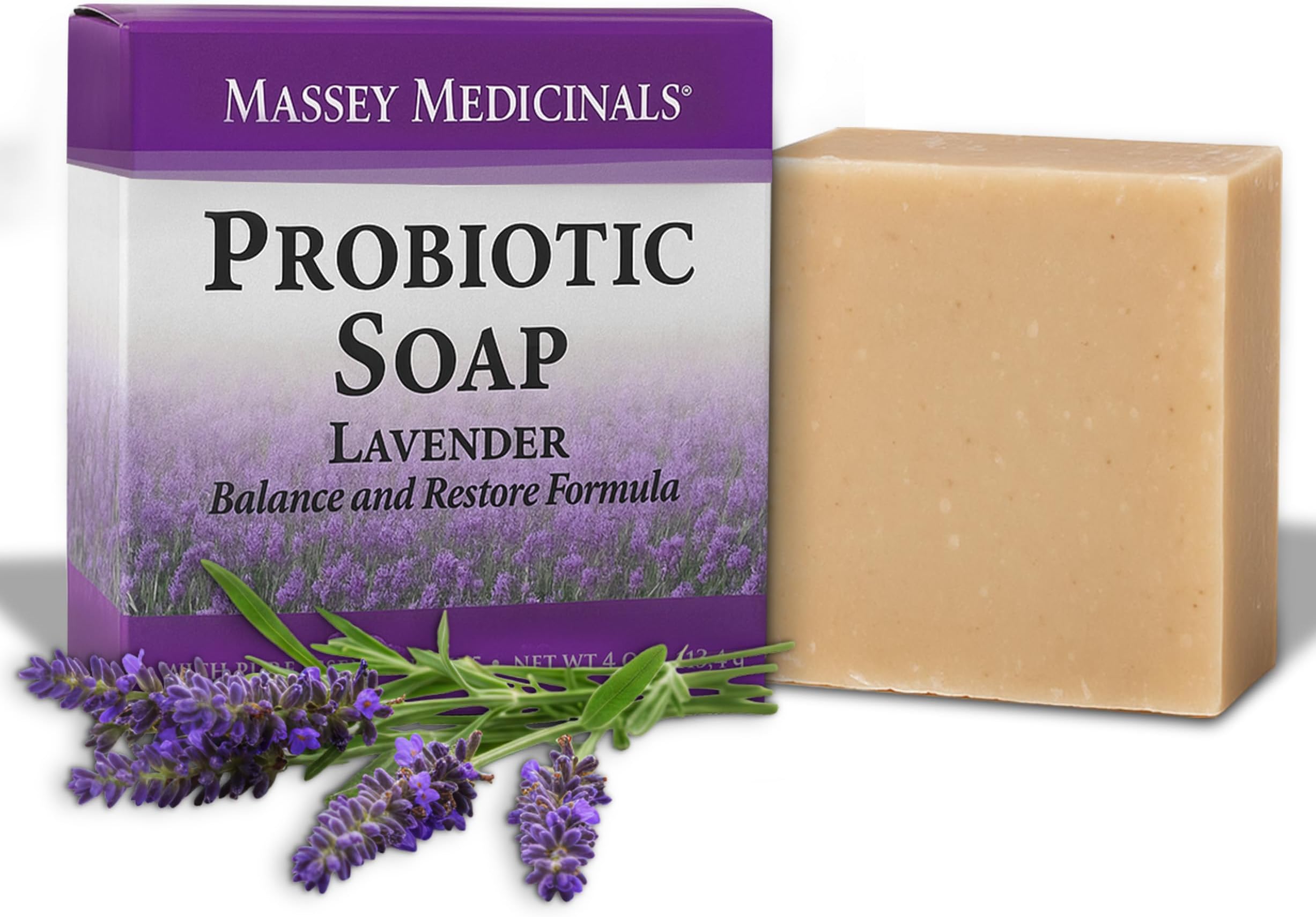 Massey's Lavender Bliss Probiotic Soap Bar - Ideal Gift for a Spa-Like Experience - Perfect for Men & Women - Elevate Your Daily Wash with this Invigorating 4oz Bar