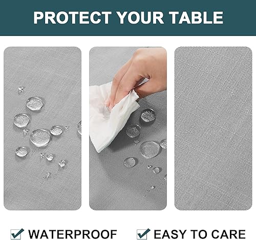 Miniatura 3 de FantasDecor Manteles para mesa redonda, resistentes a las arrugas, impermeables, lavables, cubierta de tela de lino para cocina, comedor y uso al