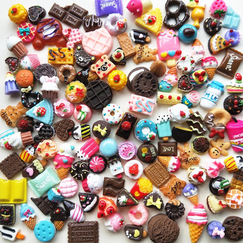 Mo Sheng Accessory Mosheng Accessory 30pcs Resin Flatback Doughnut Cake Ice-Cream Cone Scrapbooking Embellishments Flatback DIY Scrapbooking Craft Accessory Mix Lots(Style 2)