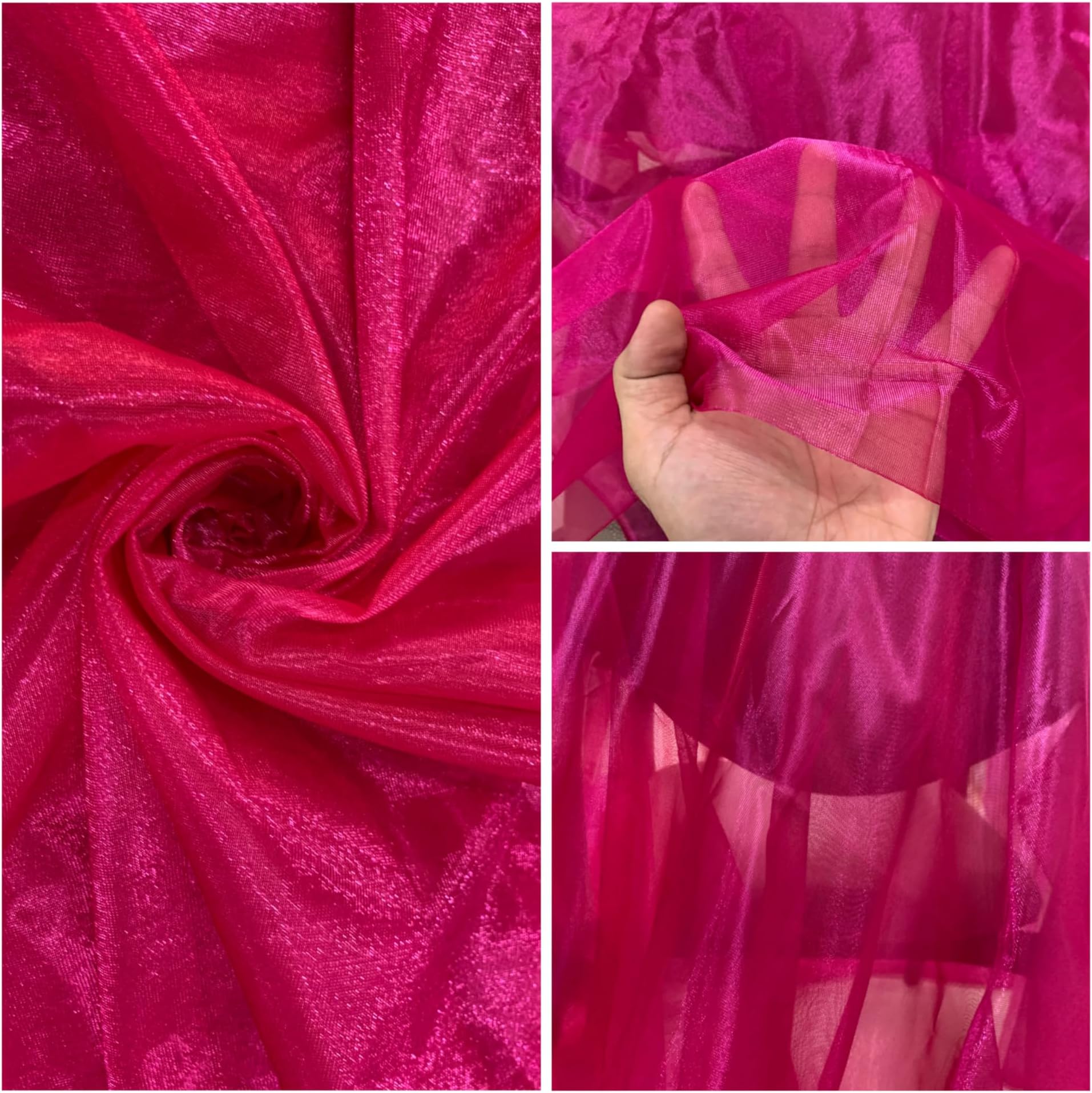 Organza Fabric Material | Length:- 2/4/6 Meter Width:- 44 Inch+ | Twill net Tissue Cloth | Carve Dupatta, Saree, Kurti | Decoration Material | (Dark RAMA, 6 Meter)