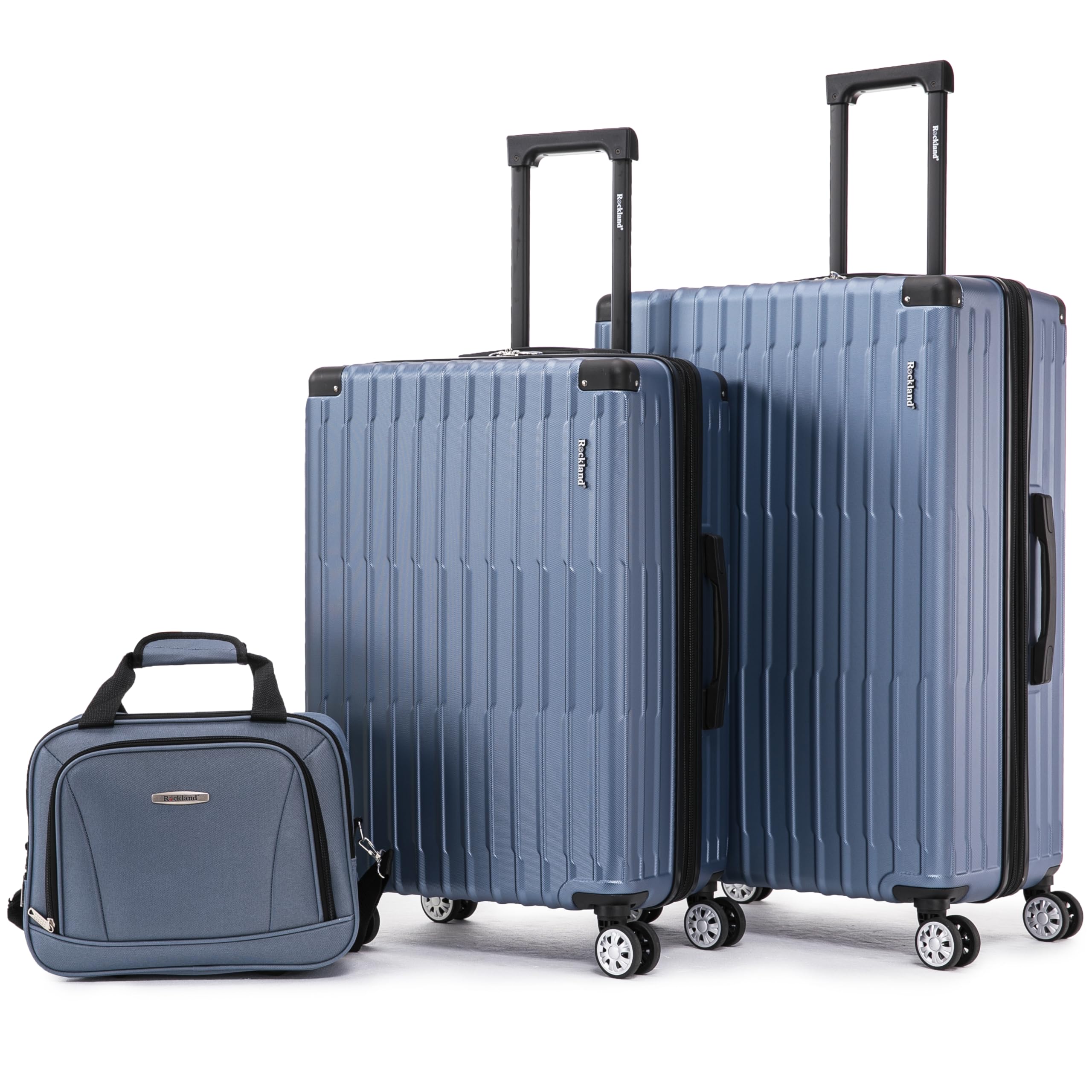 Rockland Costa Mesa 3 PC Luggage Set 2 PC Hard Case Upright Luggages with Spinner Wheels and a