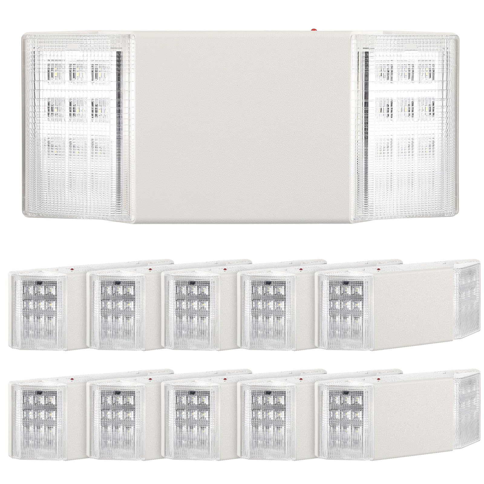 Baquler 12 Pack LED Emergency Lights for Business with Battery Backup, Commercial LED Emergency Square Lighting Wall Mount, AC 120/277V, Hard Wired, Fire Resistant, Ul Certified