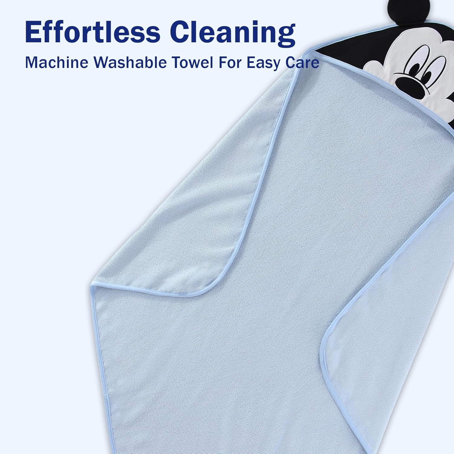Disney Baby Boys Mickey Mouse Hooded Bath Towel with 3 Washcloths Set for Newborn and Infants - Image 9