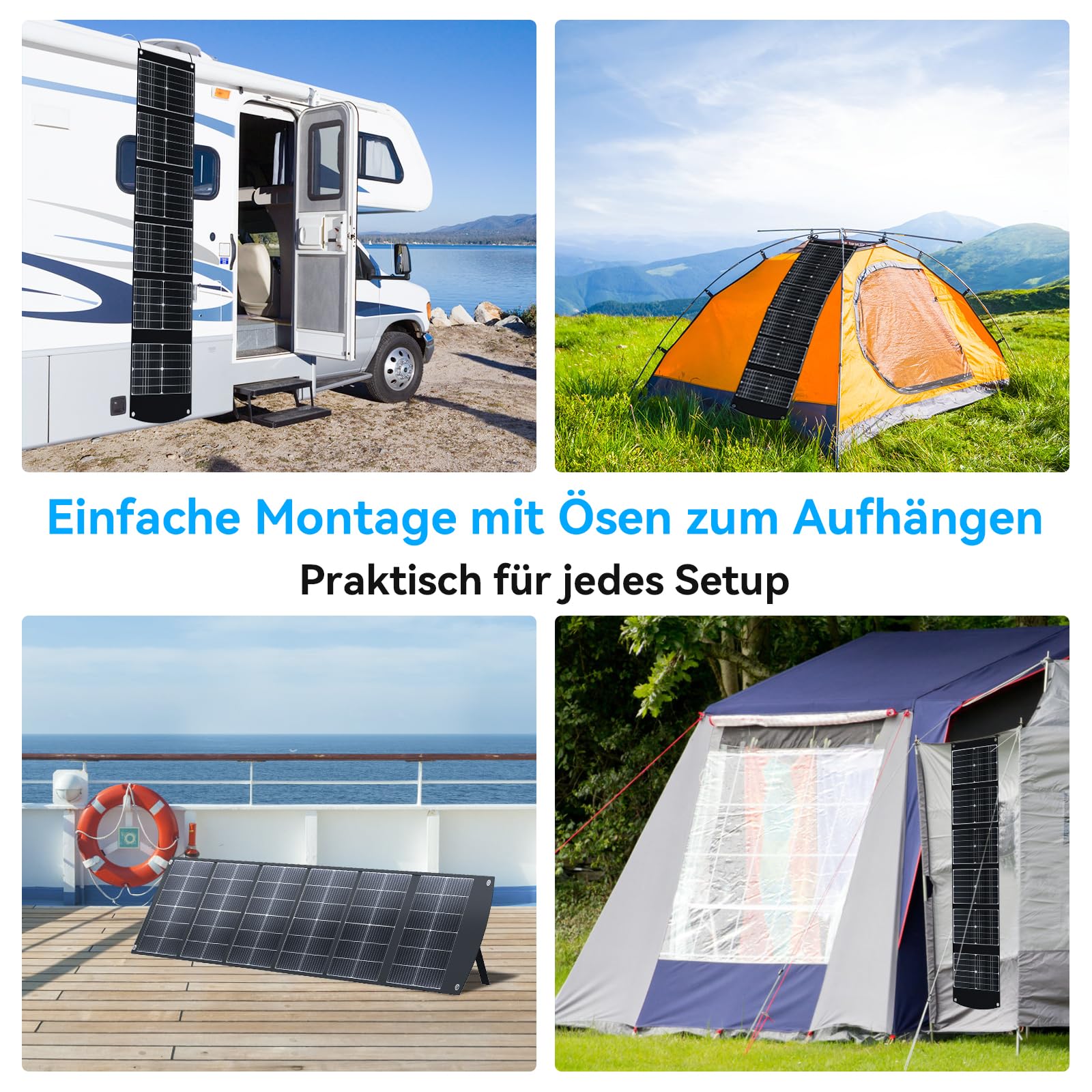 Solarpanel Faltbar 200w Tragbares Solarmodul USB-C PD3.0 & USB-A QC3.0 | Solartasche 200 Watt PD3.0 QC3.0 & Multi-Output für Stromstationen, Generatoren, Power Station, Wohnmobile, Wandern, Camping