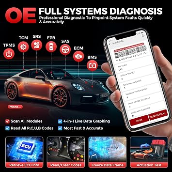 KINGBOLEN Ediag Link OBD2 Scanner bluetooth Bi-directional All System Car Diagnostic Tool For IOS & Android,10+ Resets (Injector/TPMS/DPF/SAS/Oil/ABS/Brake/ETS/EGR/BMS),Smog Check,Repair Guide,CAN FD