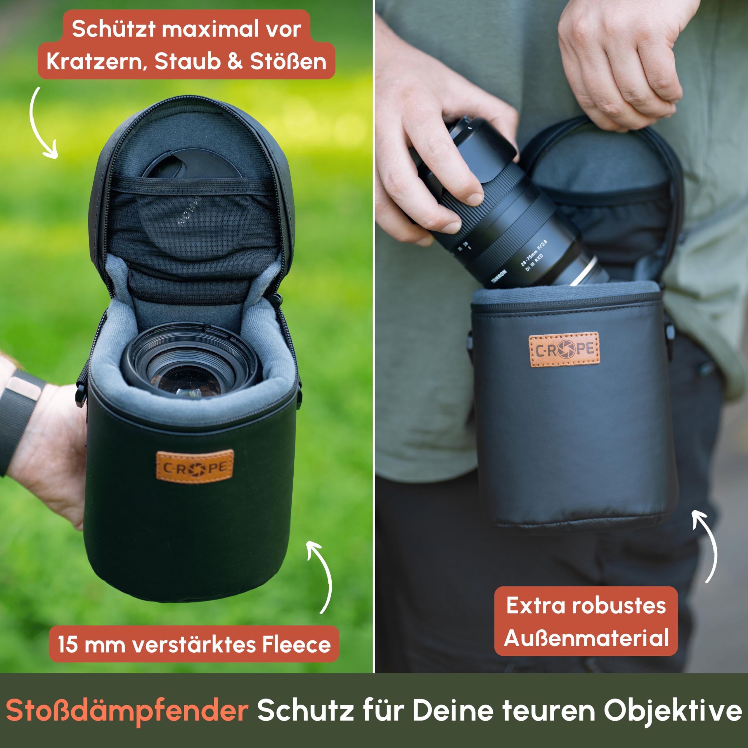 C-Rope wasserfeste Objektivtasche mit wasserdichtem Reißverschluss - Schutzbeutel für Kamera Objektive - Premium Objektivbeutel