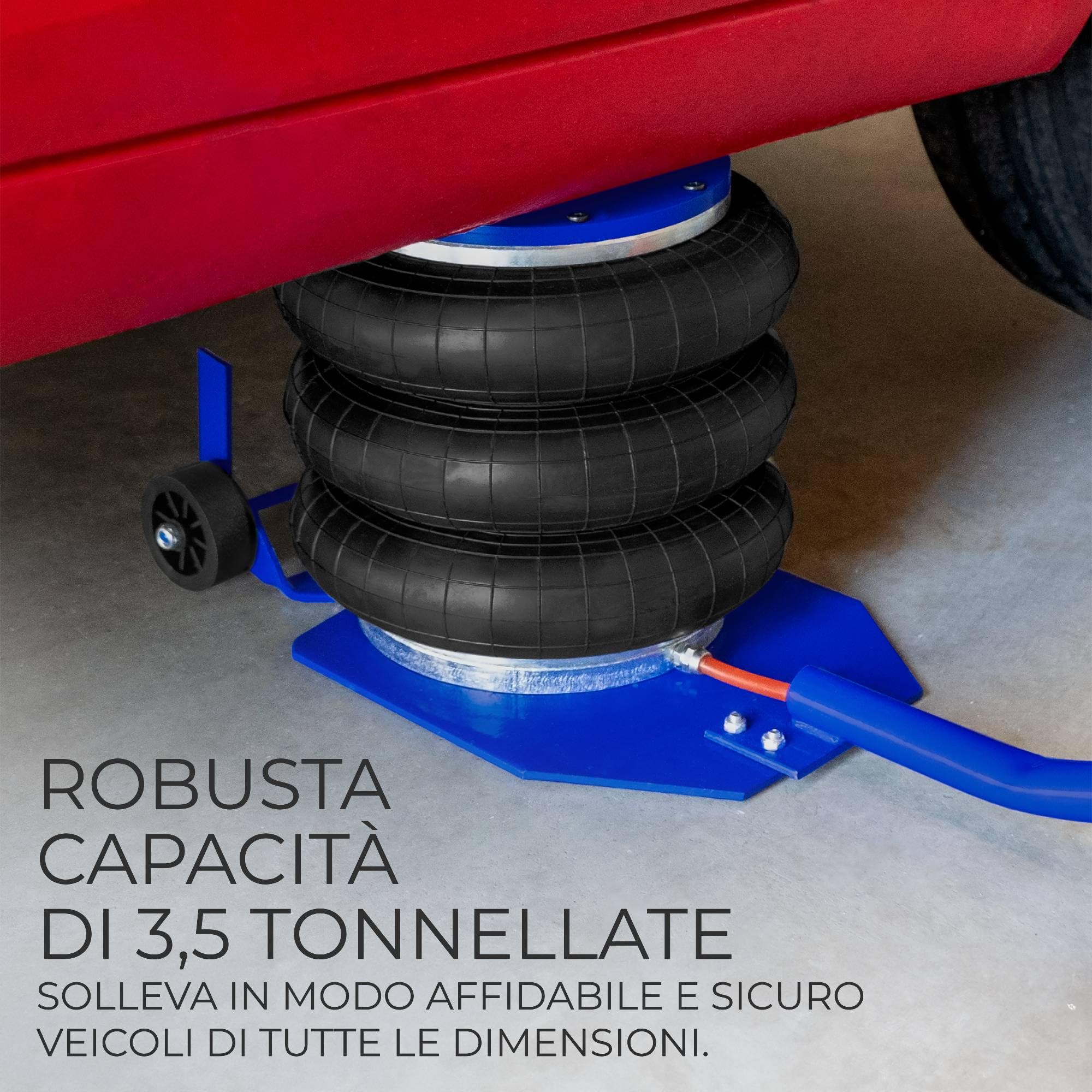 Cric Air Bag da 3,5 tonnellate - Capacità di sollevamento 7700 LBS - Sollevamento rapido in 3-5 secondi - Struttura robusta - Ideale per cambio gomme e riparazioni - Grip 16,5-40 cm