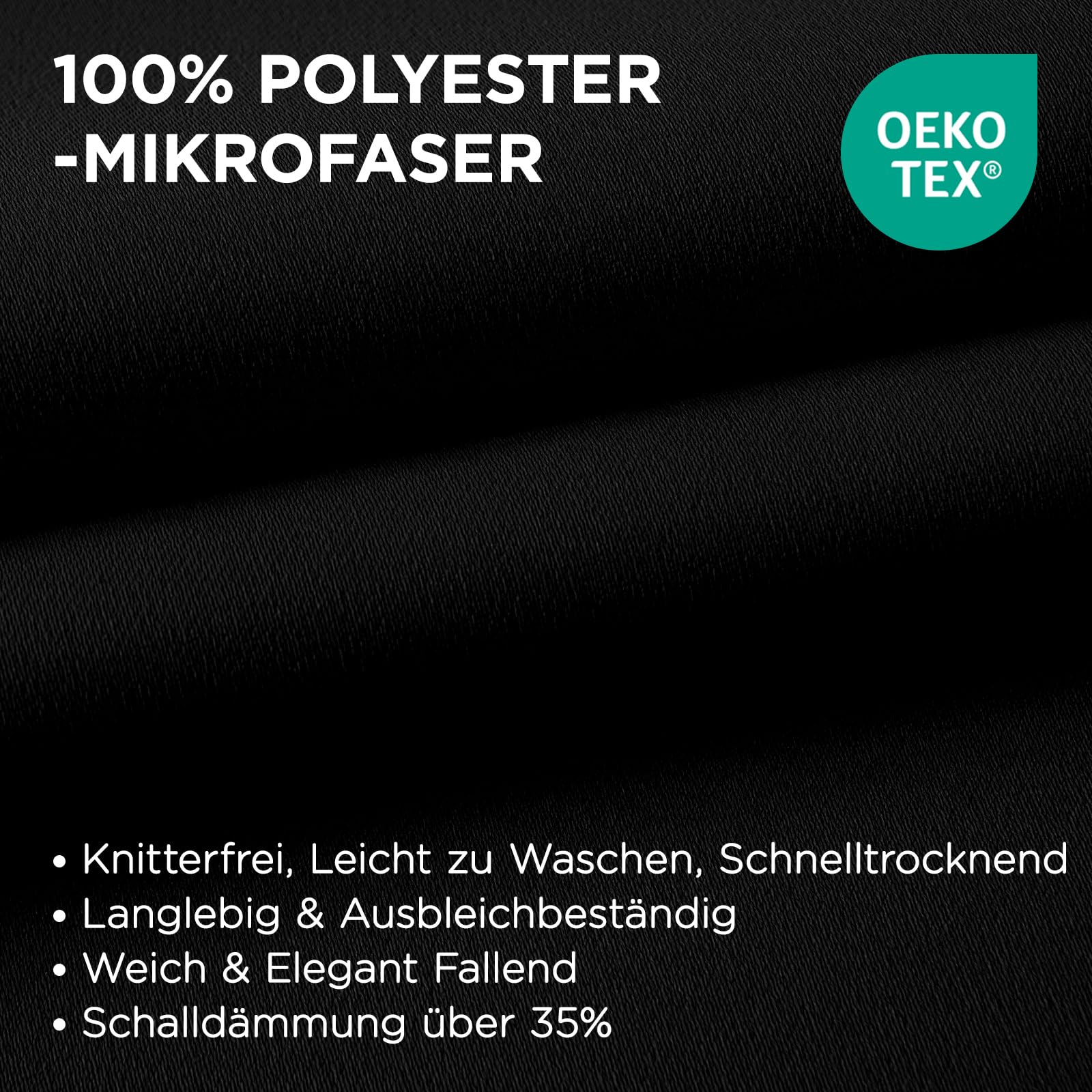 Joydeco Thermovorhang Kälteschutz mit Ösen 2 Stück H 175 x B 140 Vorhänge Blickdicht Schwarz Verdunklungsvorhänge Ösen Thermal Curtains Blackout Vorhang Thermo Wärmeisolierend Schlafzimmer – Bild 3